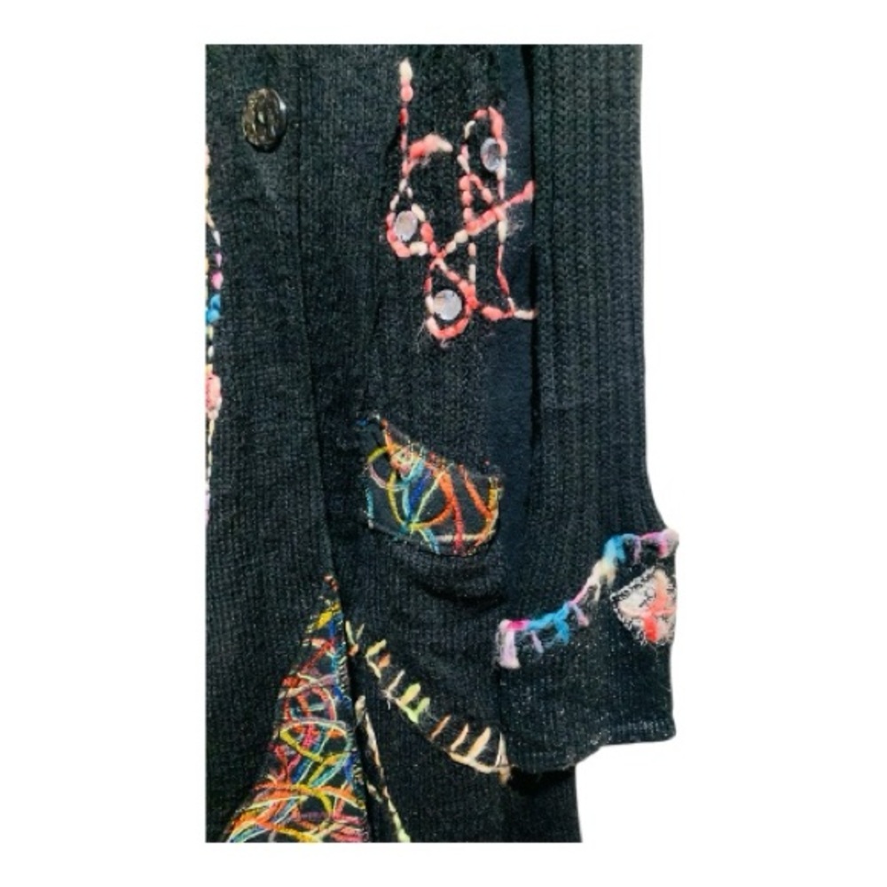 Moka’s Bohemian Woven Sweater with Faux Fur Collar and Colorful Embroidery Sz XL - Picture 5 of 8